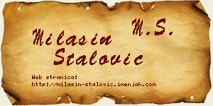 Milašin Stalović vizit kartica